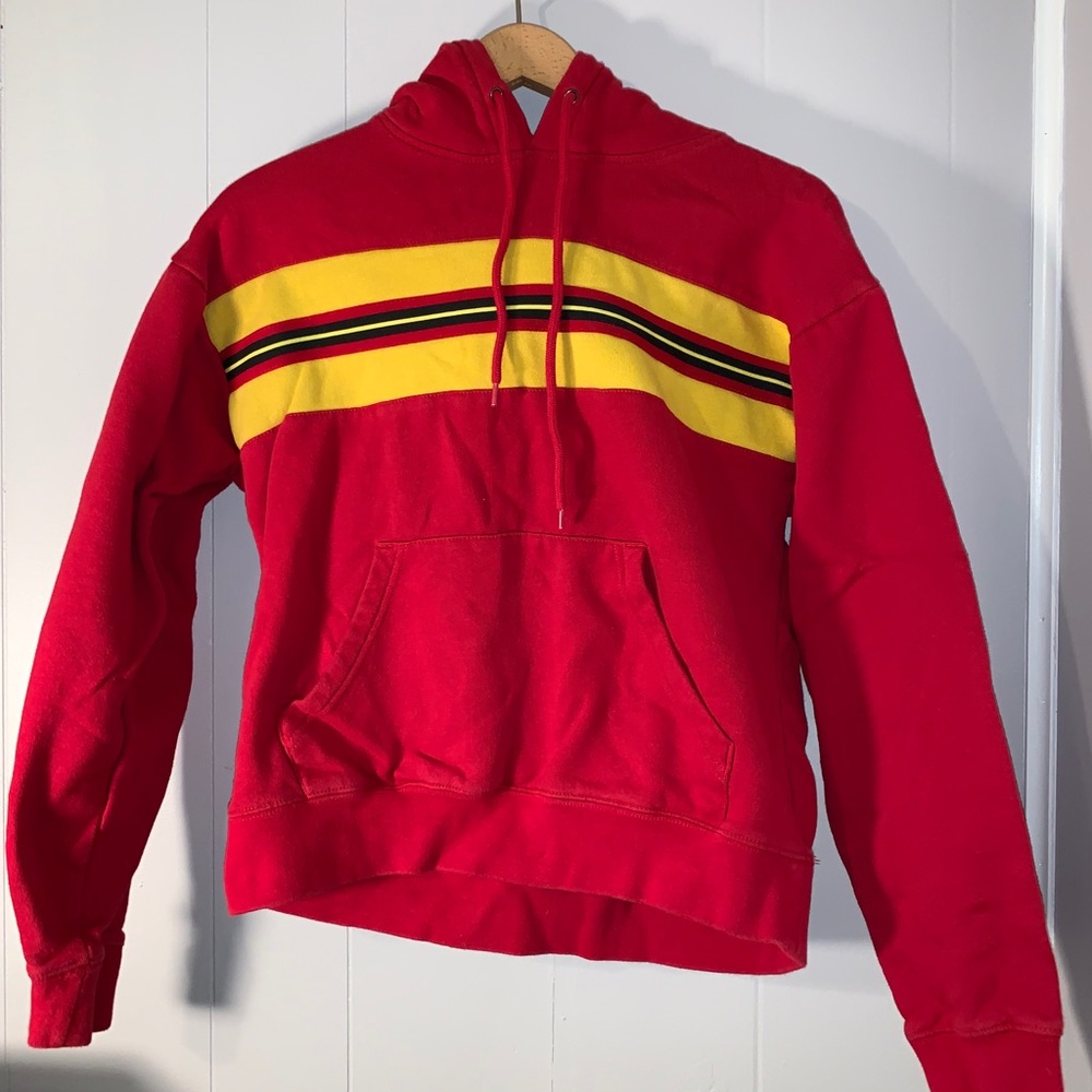 Zine Red and yellow Striped Hoodie